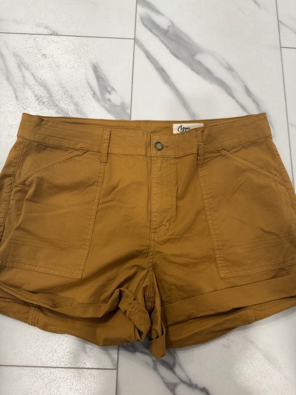 Cropped Utility Shorts in Mustard - Women's Casual Summer Short